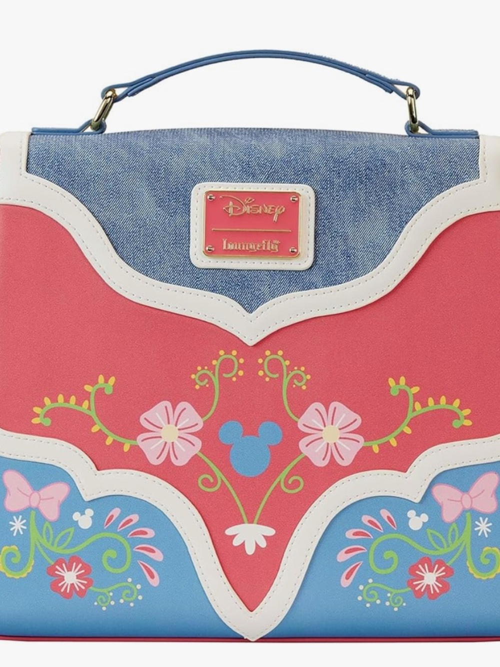 Loungefly Pink, Blue & White Floral Crossbody Satchel